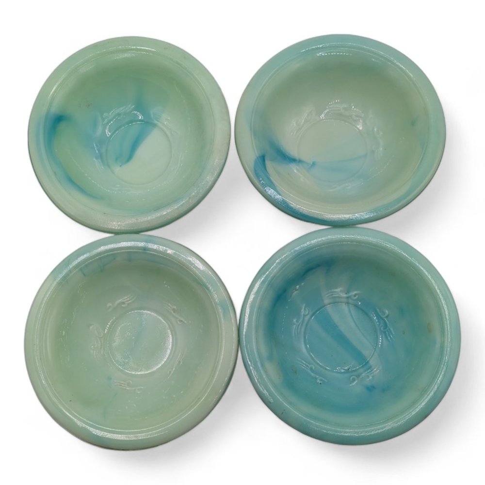 Vintage Avon Jadeite Green Slag Glass Bowls Set of 4 1970's - Picture 3 of 11